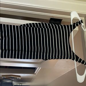 White and black striped tie back crop top